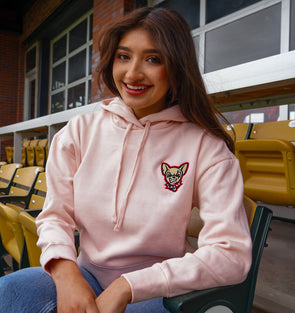 WOMEN'S 108 STITCHES CHIHUAHUAS DROP TAIL CROP HOODIE